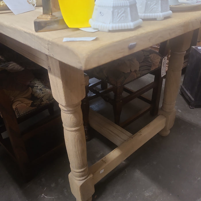 PEGGED RAW OAK BREAD BOARD FARM TABLE WITH TURNED LEGS