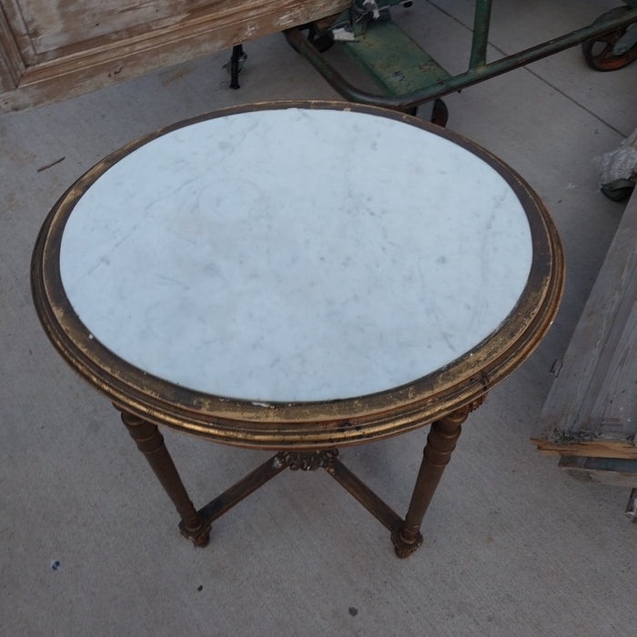 LXVI STYLE MARBLE TOP GILT SIDE TABLE