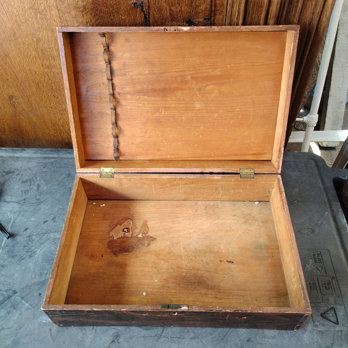 19TH CENTURY PINE DOVE TAILED DOCUMENT BOX WITH FAUX GRAIN FINISH