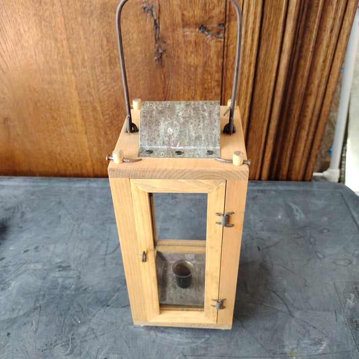 VINTAGE WOOD CANDLE LANTERN