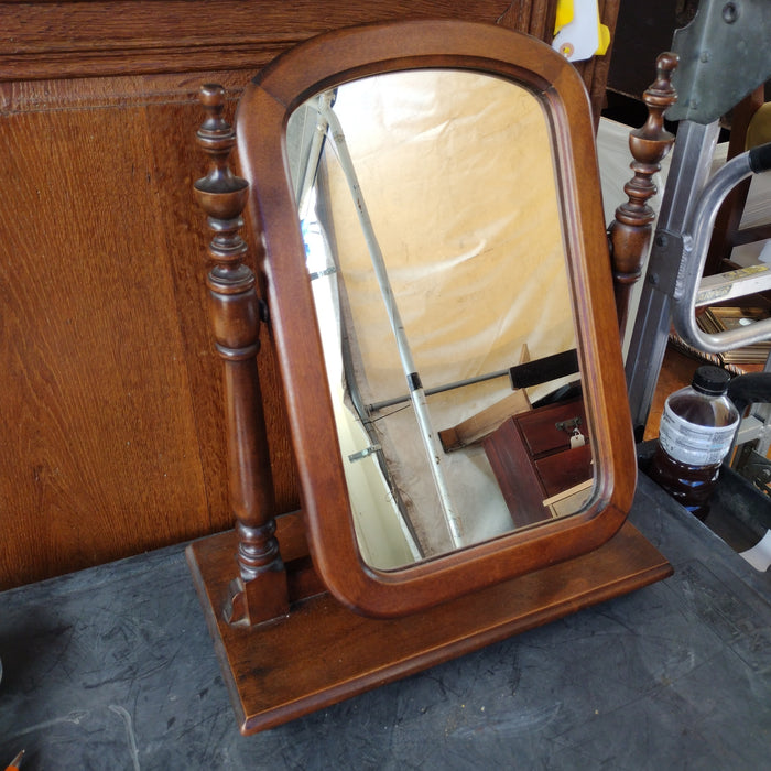 VINTAGE WOOD SHAVING AND DRESSER MIRROR