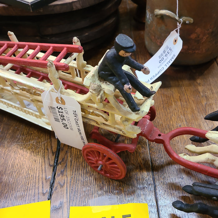 TOY CAST IRON FIRE WAGON