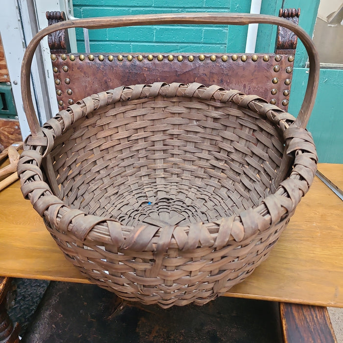 19TH CENTURY HANDMADE BASKET 3398