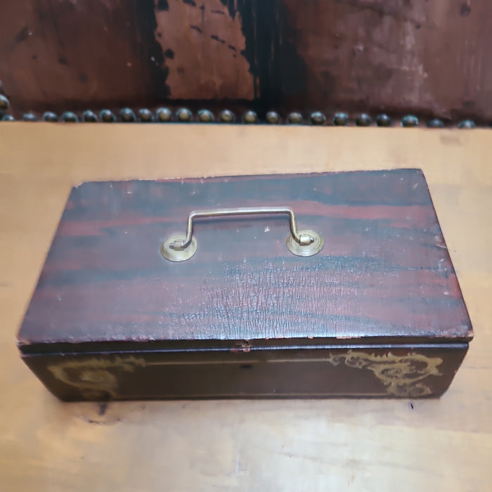 FAUX ROSEWOOD GRAINED SMALL ANTIQUE BOX 3398