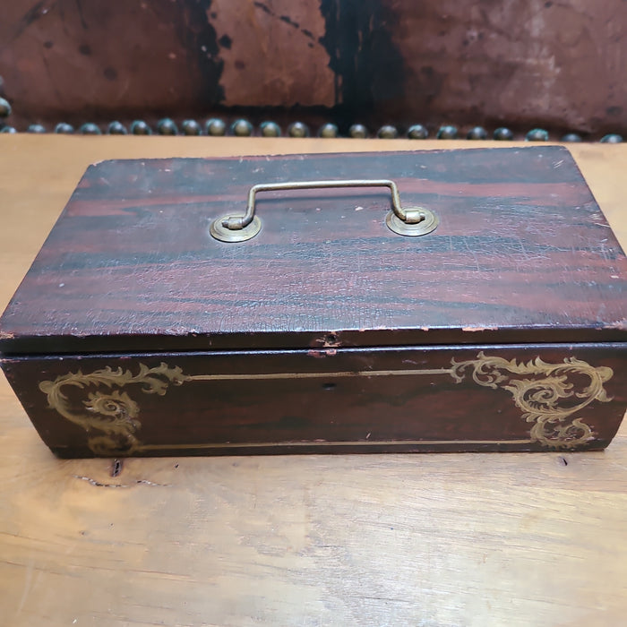 FAUX ROSEWOOD GRAINED SMALL ANTIQUE BOX 3398