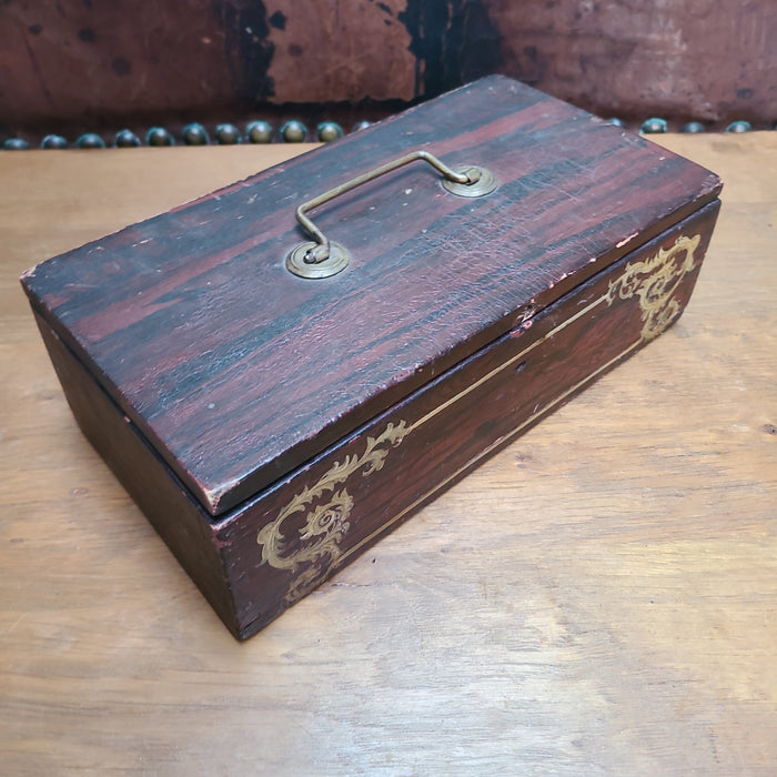 FAUX ROSEWOOD GRAINED SMALL ANTIQUE BOX 3398