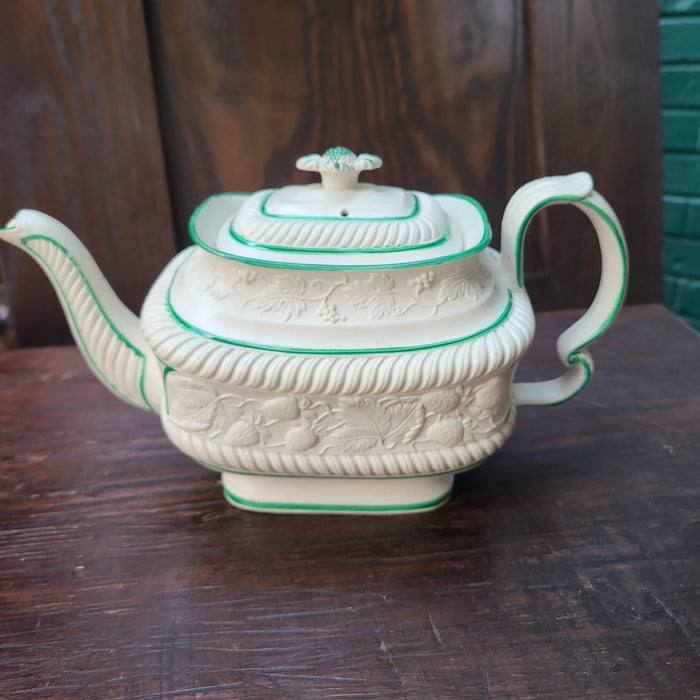 EARLY TEAPOT HAS CHIP OUT OF SPOUT3398