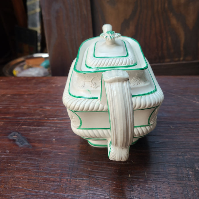 EARLY TEAPOT HAS CHIP OUT OF SPOUT3398