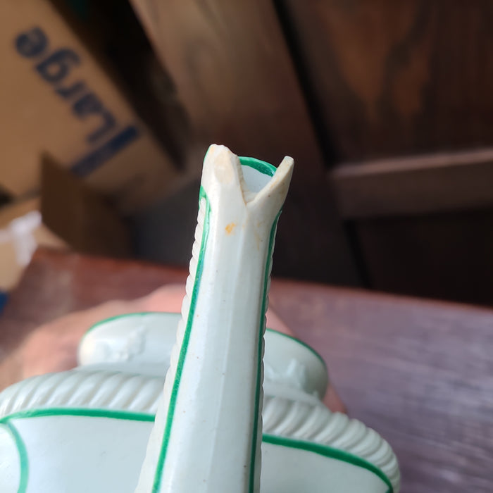 EARLY TEAPOT HAS CHIP OUT OF SPOUT3398