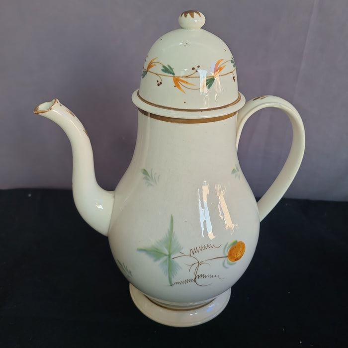 ANTIQUE LEADSWARE TEAPOT HAS SMALL CHIP