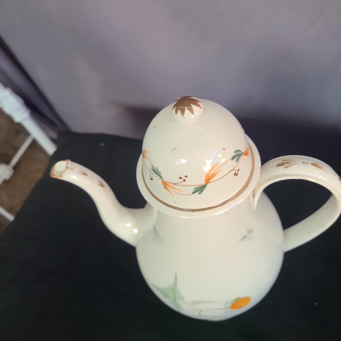 ANTIQUE LEADSWARE TEAPOT HAS SMALL CHIP