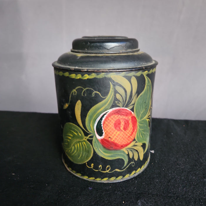 BLACK TOLE PAINTED TIN CANNISTER