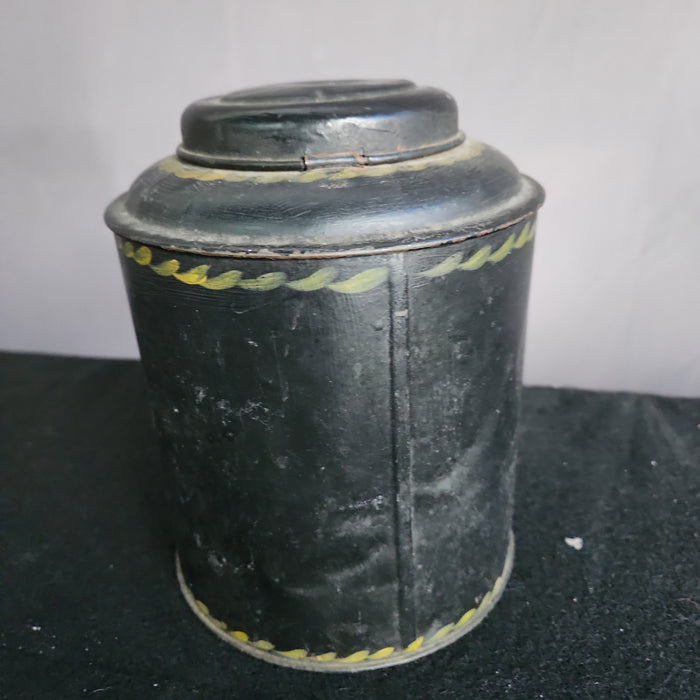 BLACK TOLE PAINTED TIN CANNISTER