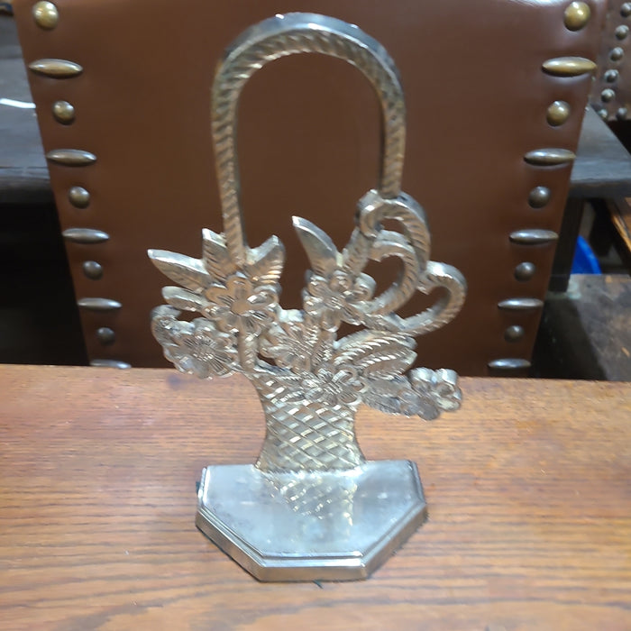 BRASS WITH CHROME FLORAL DOOR STOP