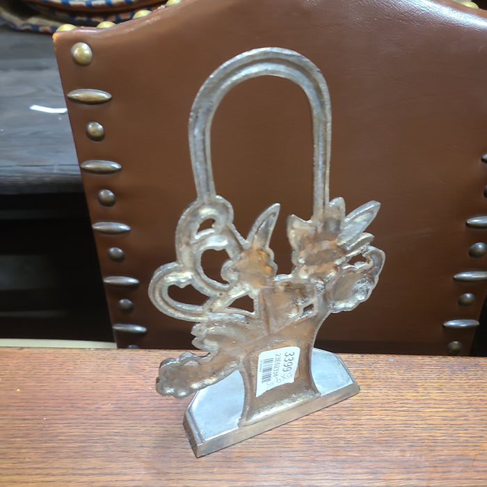 BRASS WITH CHROME FLORAL DOOR STOP
