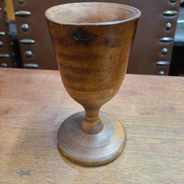 TURNED WOOD CHALICE ANTIQUE