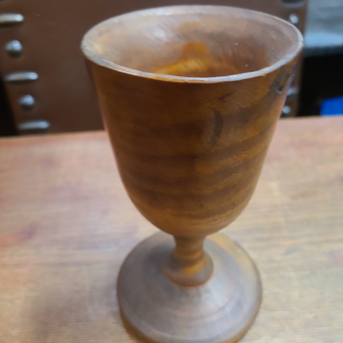 TURNED WOOD CHALICE ANTIQUE