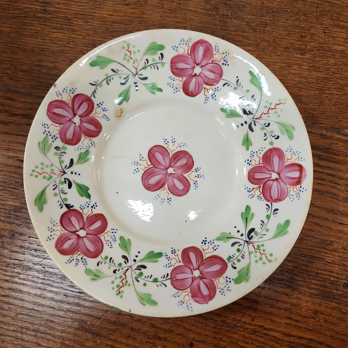 19th CENTURY HAND PAINTED FLORAL PLATE