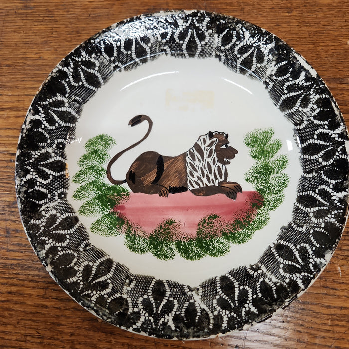HAND PAINTED 19TH CENTURY LION PLATE-AS IS