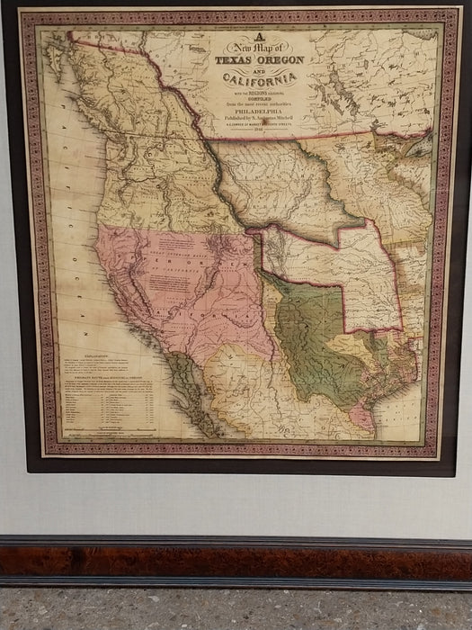 NEW MAP OF TEXAS OREGON AND CALIFORNIA BY MITCHELL AND ELLIOT PORTER