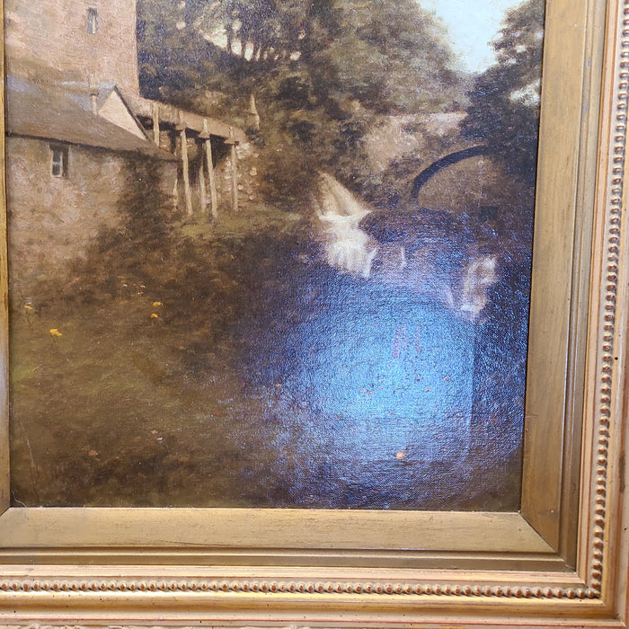 IMPRESSIONIST OIL PAINTING OF A WATERMILL