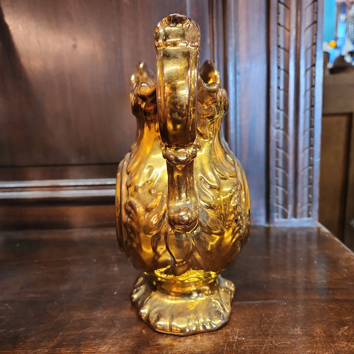COPPER LUSTER PITCHER WITH STAG AND CLOCK FACE