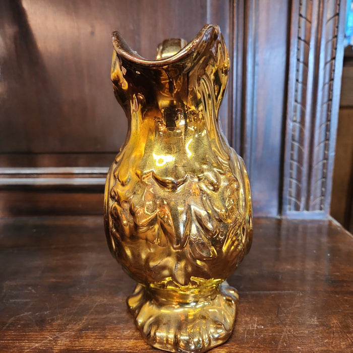 COPPER LUSTER PITCHER WITH STAG AND CLOCK FACE