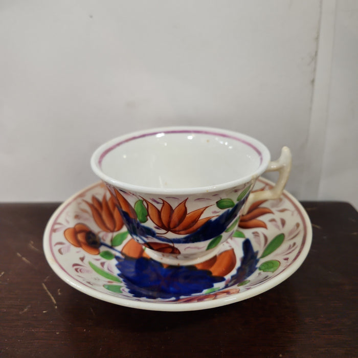 GAUDY DUTCH ENGLISH CUP AND SAUCER