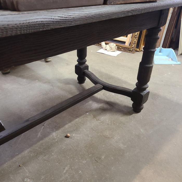 DARK  OAK TURNED LEG FARM TABLE TRESTLE TABLE