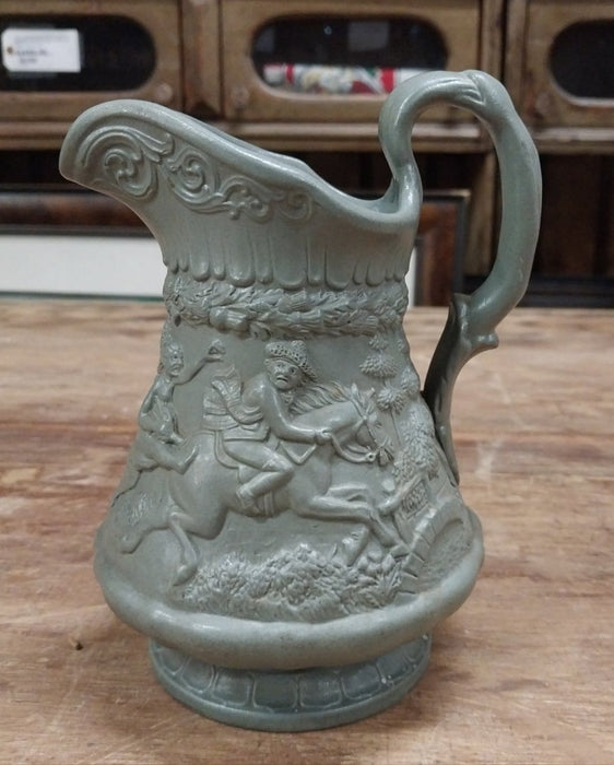 GREEN PITCHER WITH RELIEF