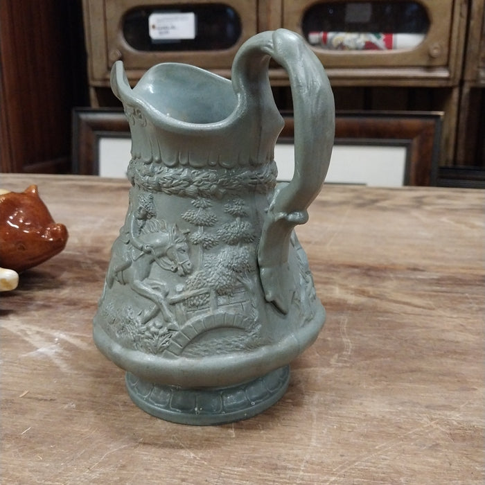 GREEN PITCHER WITH RELIEF