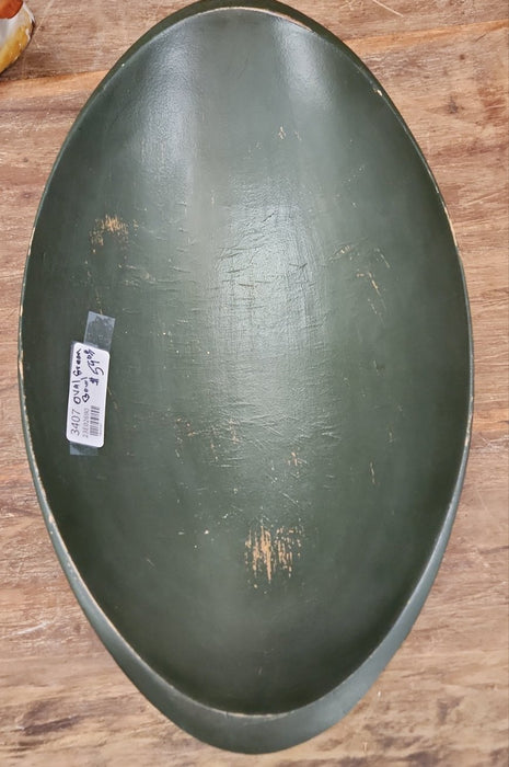 LARGE GREEN OVAL WOOD BOWL