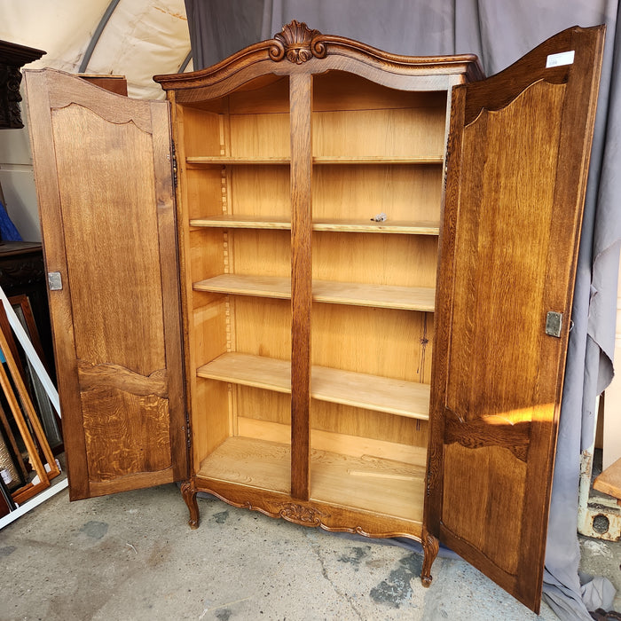 SHALLOW LIGHT OAK COUNTRY FRENCH ARMOIRE