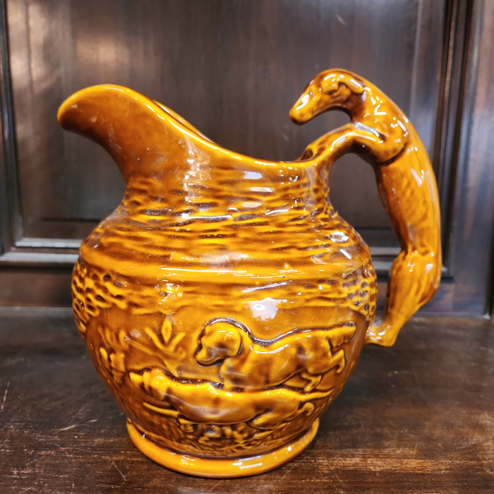 BROWN DOGS POTTERY PITCHER