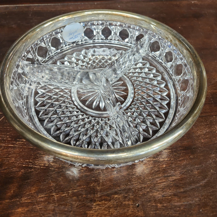 GERMAN LOAD CRYSTAL BOWL WITH SILVER