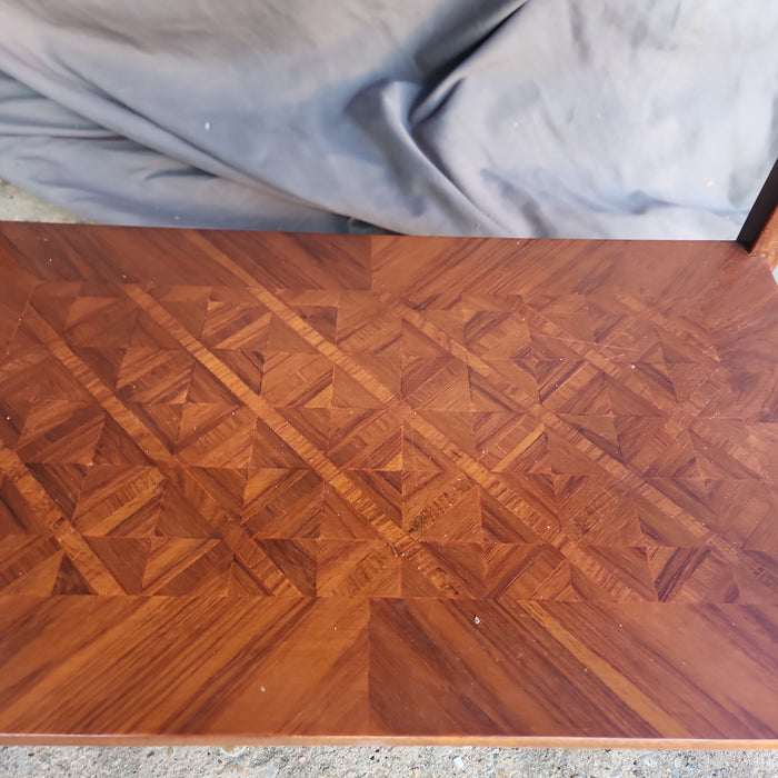 GALLEY RAIL MARQUETRY STAND WITH DRAWER-AS FOUND SMALL VENEER PIECE MISSING