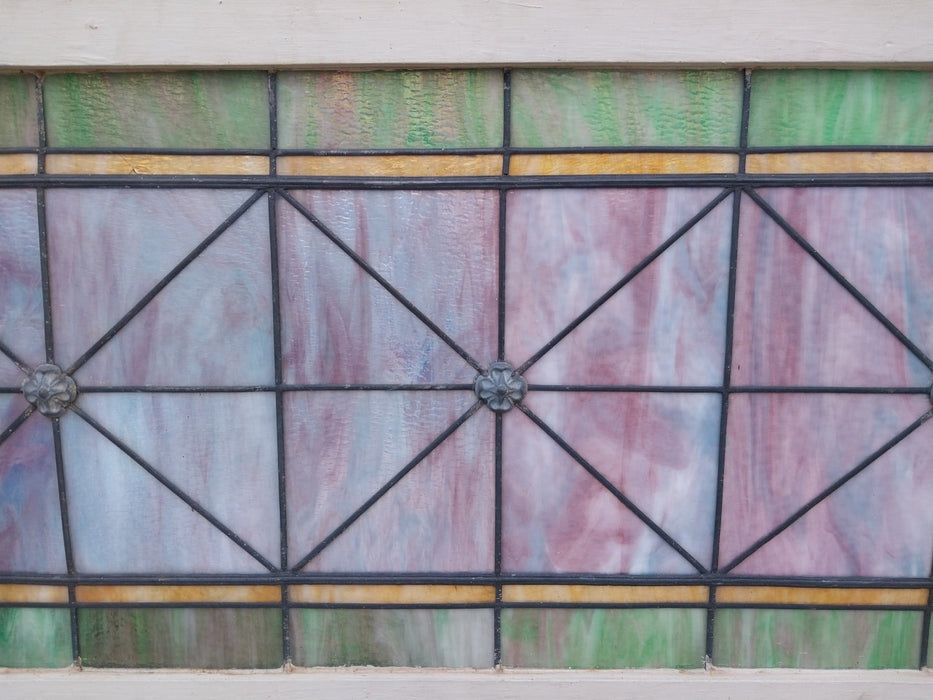 LARGE STAINED SLAG GLASS WINDOW