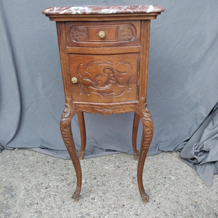 MARBLE TOP LOUIS XV WALNUT STAND
