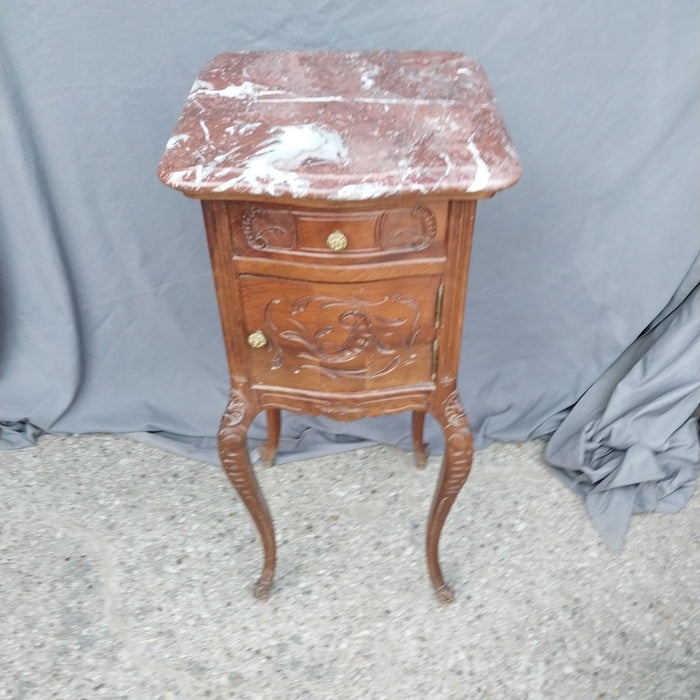 MARBLE TOP LOUIS XV WALNUT STAND