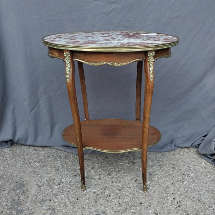 LOUIS XV OVAL MARBLE TOP SIDE TABLE