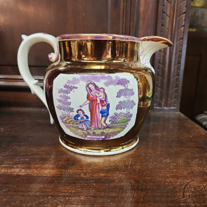 LARGE LUSTER PITCHER WITH FAMILY