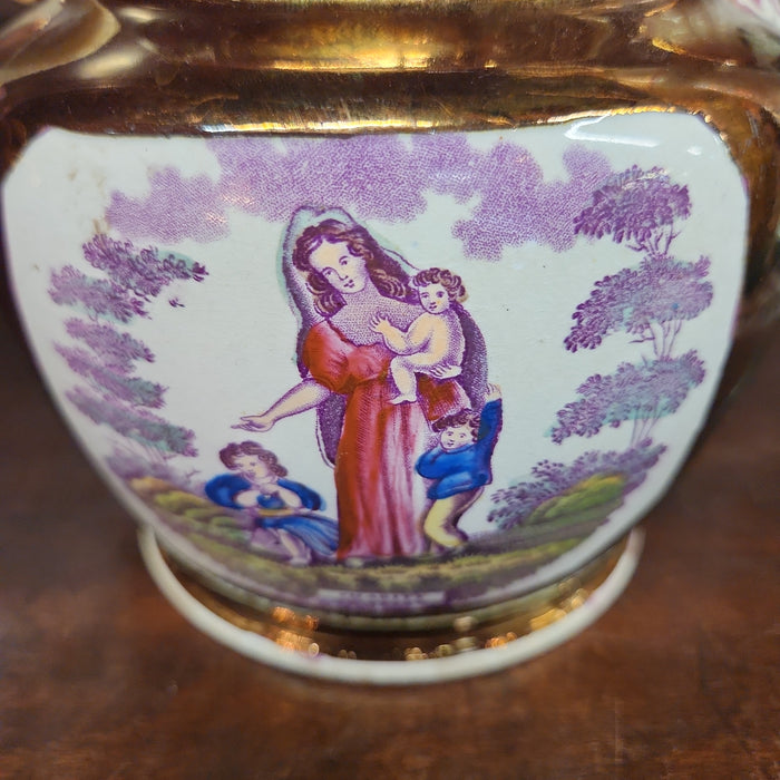 LARGE LUSTER PITCHER WITH FAMILY