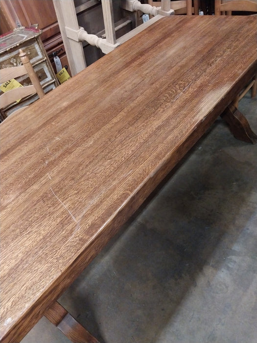 OAK X-FORM TRESTLE BASE DINING TABLE