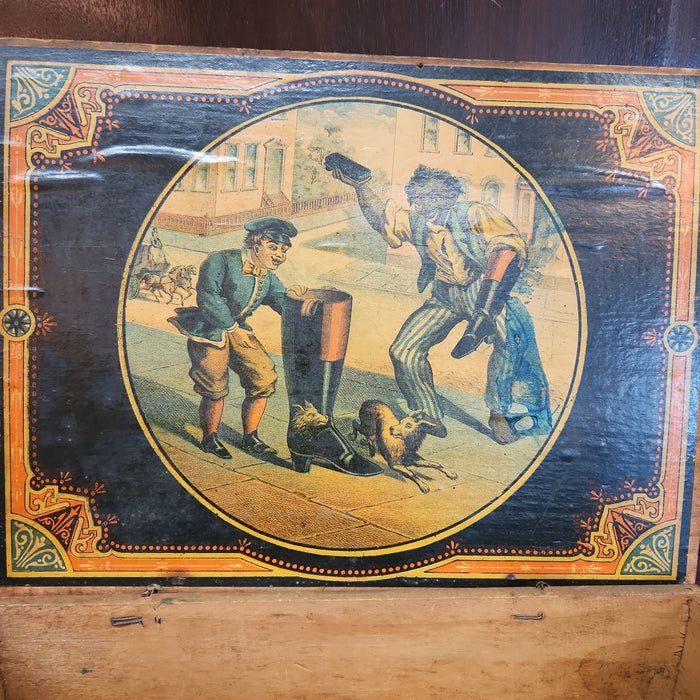 BLACK MEMORABILIA BOX WITH FINGER JOINTS