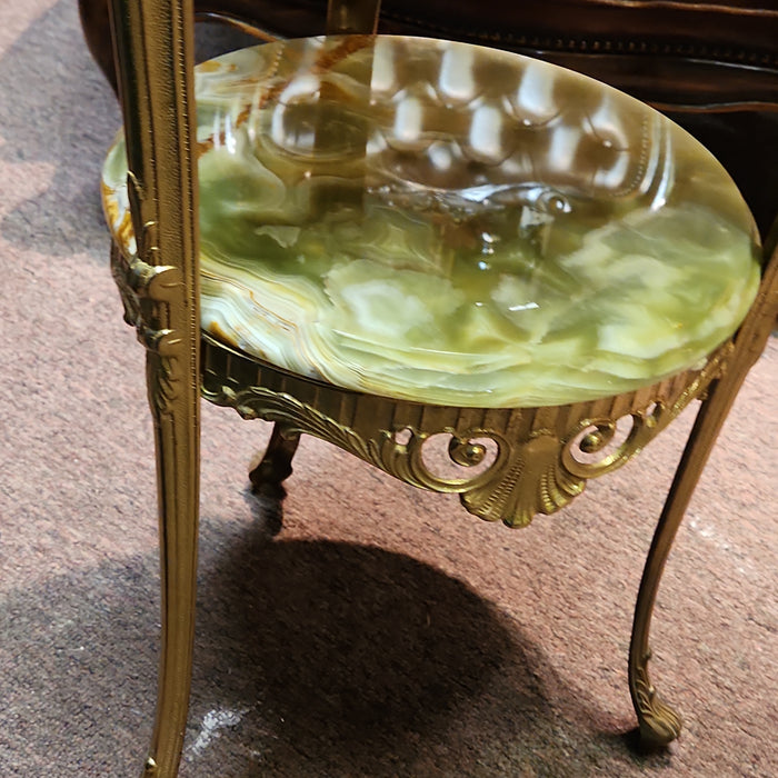 BRASS TIERED OYNX TABLE