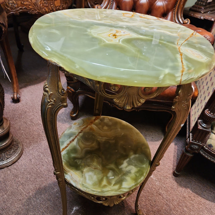 BRASS TIERED OYNX TABLE