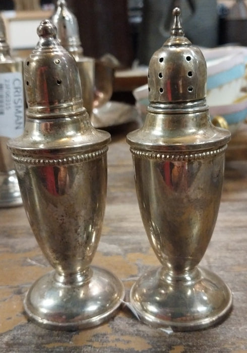 GLASS LINED STERLING SILVER SALT AND PEPPER SHAKERS