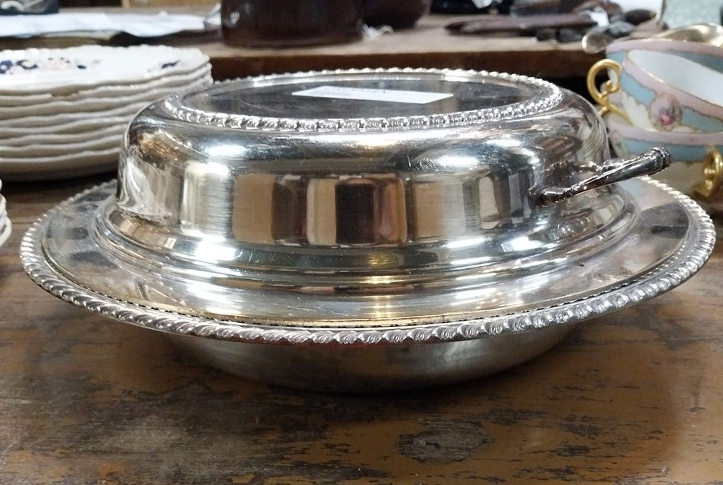 ROUND SILVERPLATE COVERED SERVING DISH