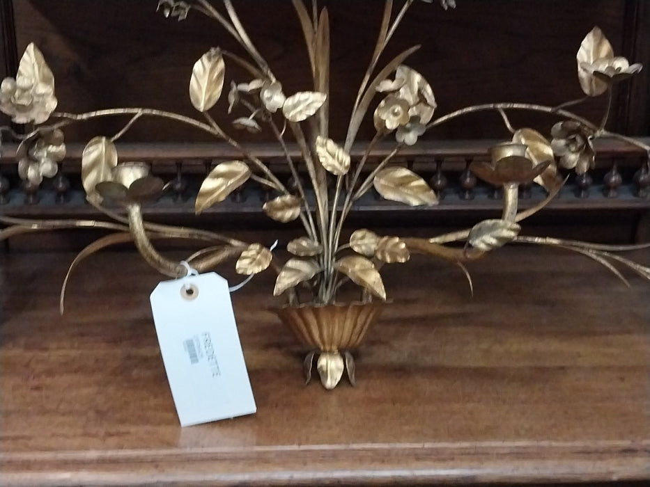 GILT IRON WALL CANDLE HOLDER
