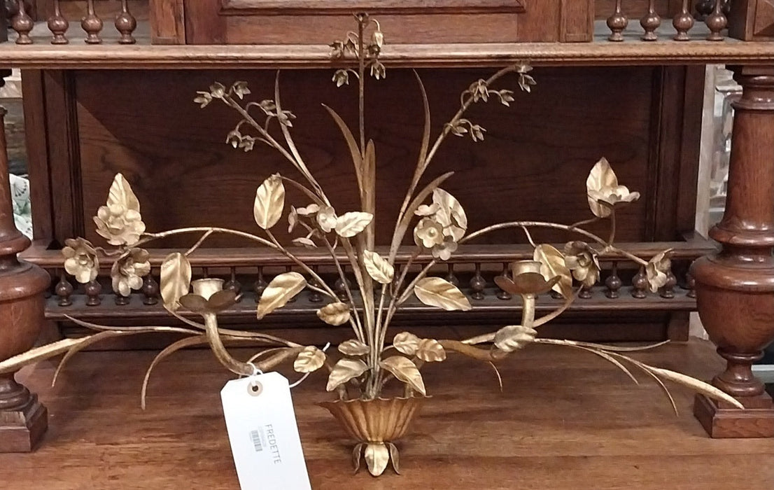 GILT IRON WALL CANDLE HOLDER